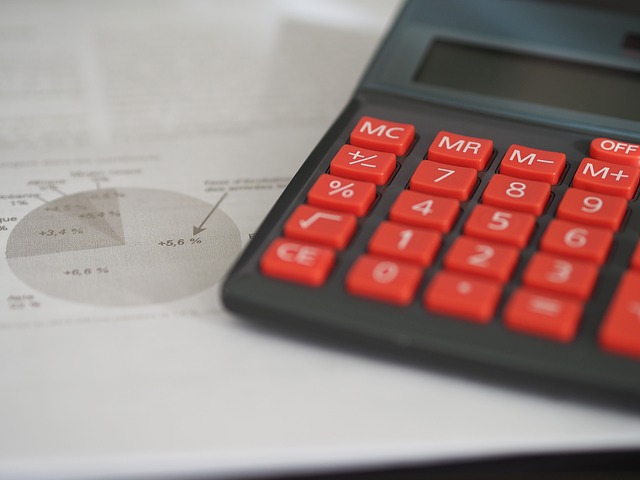 calculator and financial and tax statements 