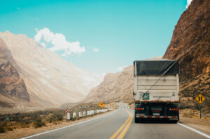 Picture of truck travelling up a mountain.